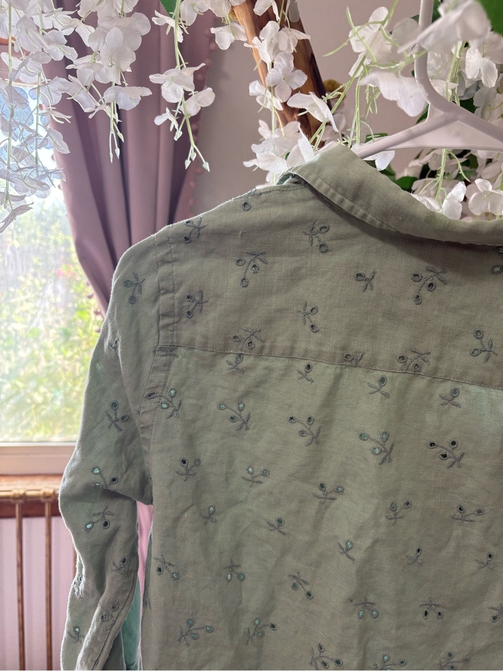 Lauren Ralph Lauren Mint Green Embroidered Button-Up Shirt - Picture 5 of 6
